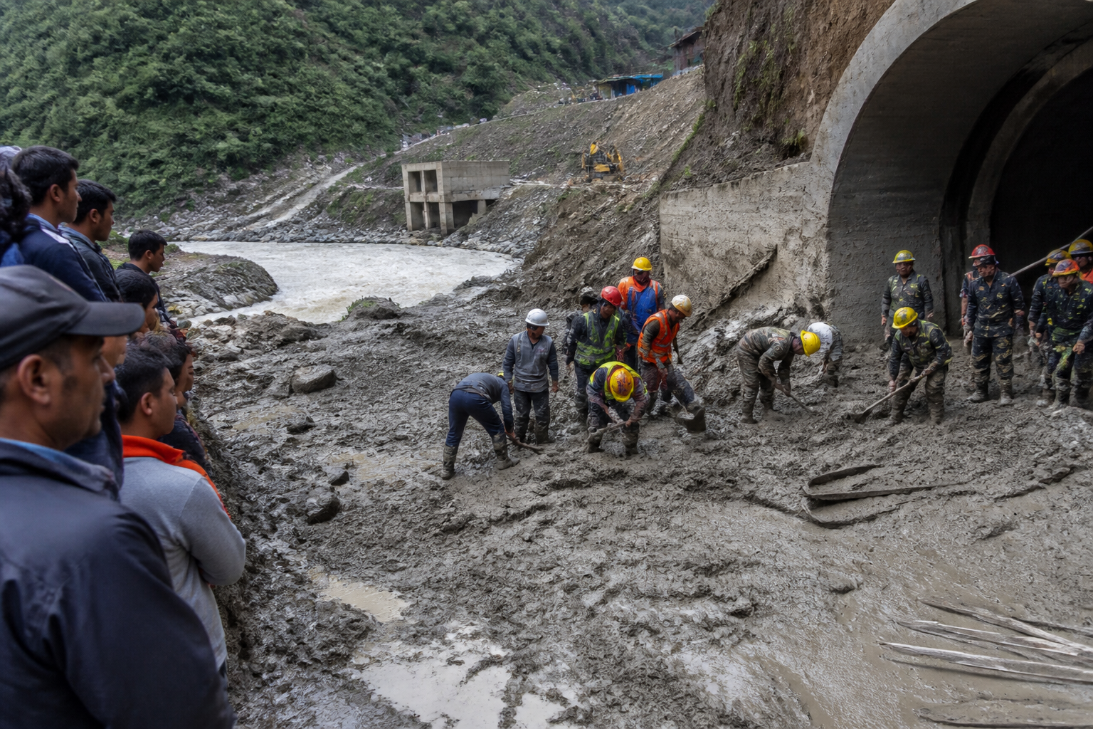 Two Workers Pulled Alive from Nepal Tunnel, Reviving Hope Along the Trishuli — editorial illustration