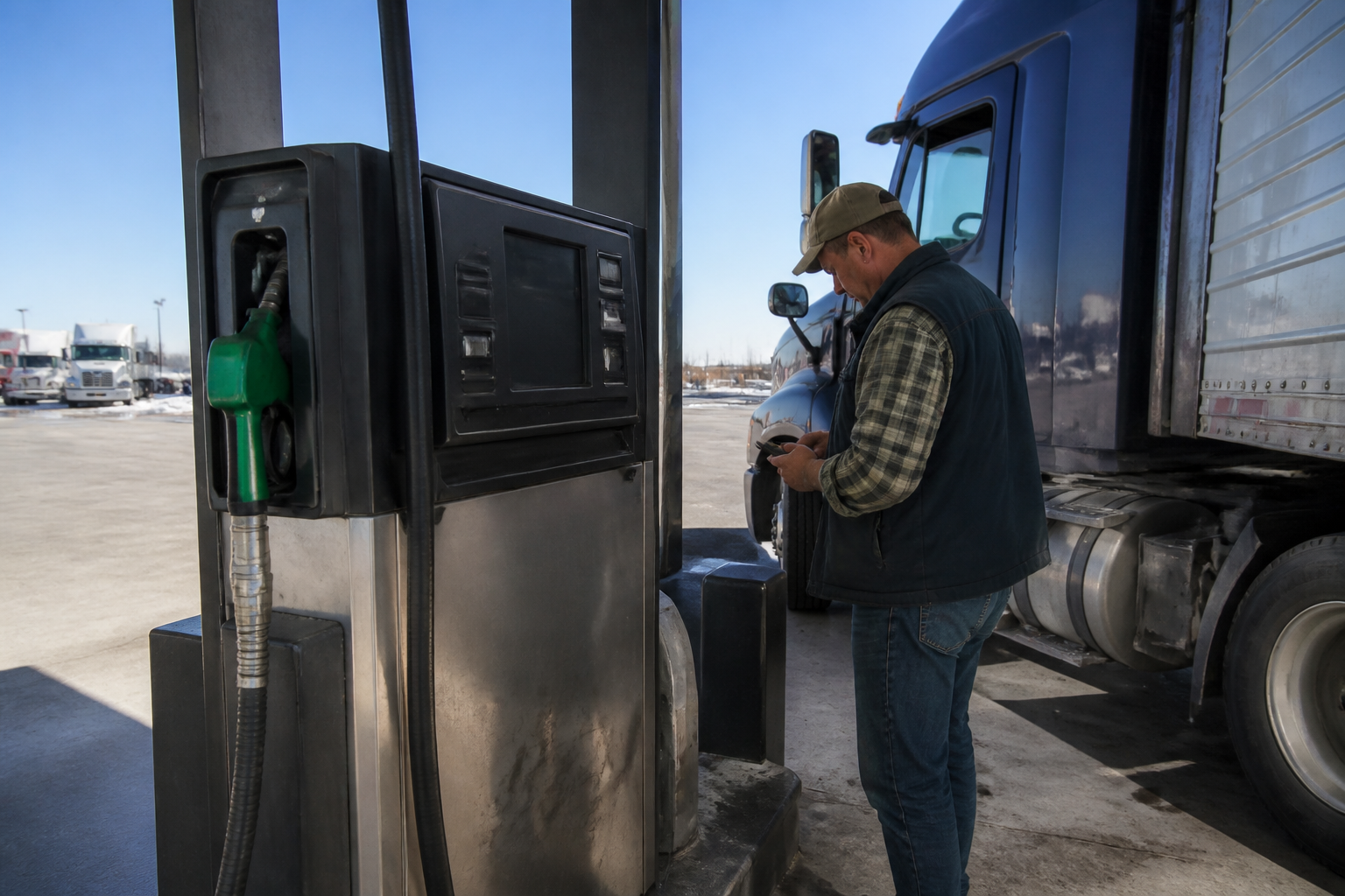 Record Diesel Prices Put America’s Supply Chain Under Pressure — editorial illustration