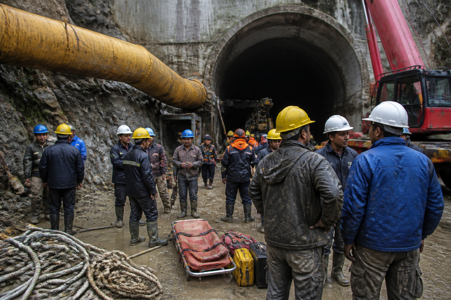 Two Workers Found Alive After Nine Days in Nepal’s Flood-Buried Tunnel — editorial illustration