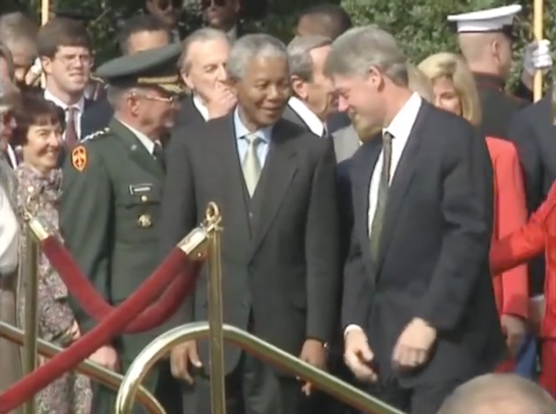 Nelson Mandela at a White House state dinner in 1994